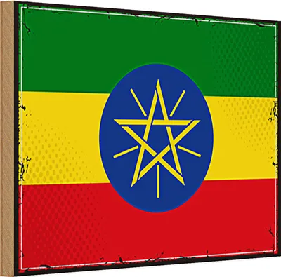 Produktbild von Holzschild Flagge Äthiopien 30x20cm Retro Flag Ethiopia