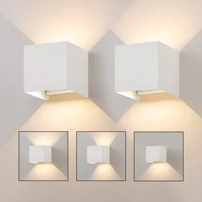 Immagine prodotto di ZMH 2 pezzi LED applique da esterno 5W bianco lampada da parete bianco caldo up down luce esterna IP65 impermeabile lampada esterna scala casa parete esterna lampada corridoio