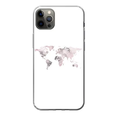 Produktbild von MuchoWow® Handyhülle Schutzhülle Hülle für iPhone 12 Pro Max Weltkarte - Marmor - Grau Silikon Softcase Handy Hülle - Hartschale