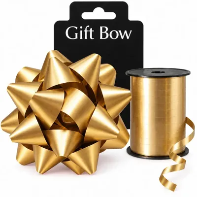 Produktbild von Geschenkband Schleifen Set Gold Geschenkverpackung Weihnachtsgeschenk Deko Band selbstklebende Schleife 10 cm