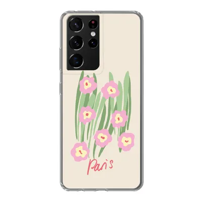 Produktbild von MuchoWow® Handyhülle Schutzhülle Hülle für Samsung Galaxy S21 Ultra Blume - Rosa - Gras Silikon Softcase Handy Hülle - Mobiltelefon