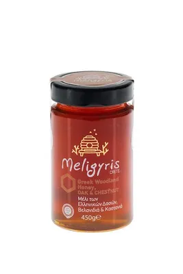 Produktbild von Meligyris Honig 450 g mit Kastanie und Eiche Natürlich