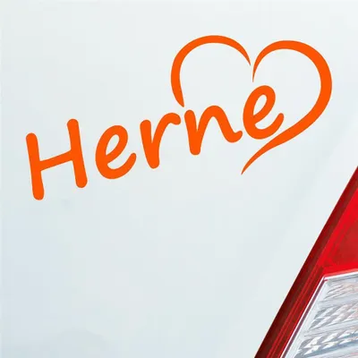Produktbild von Auto Aufkleber Herne Herz Stadt City Liebe Love Heimat 18x8 cm Orange Sticker Heckscheibenaufkleber