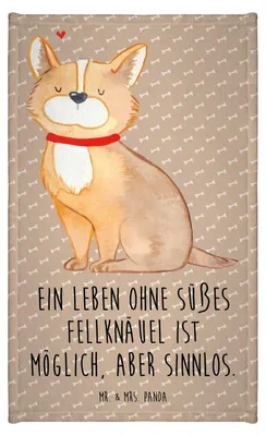 Produktbild von Mr. & Mrs. Panda Handtuch Hund Glück - Hundeglück - Geschenk, gäste wc, Liebe, Süß, Gäste-WC, Spruch, Gästehandtuch 30x50, Mini-Handtuch, Frotteetuch, Sprüche, Herz