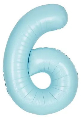 Produktbild von XL Folienballon hellblau matt Zahl 6