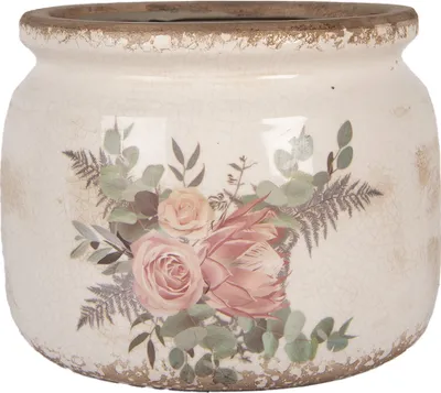 Immagine prodotto di Vaso da fiori Clayre & Eef Ø 20x15 cm in Vetroceramica beige