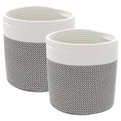 Produktbild von Aufbewahrungskörbe 2 Stk. Grau und Weiß Ø28x28 cm Baumwolle