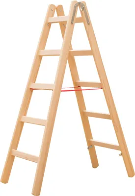 Produktbild von Hymer Sprossenstehleiter, Holz, beidseitig begehbar, 2 x 3 Sprossen, Gesamtbreite 443 mm