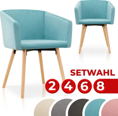 Produktbild von Esszimmerstühle - Set Wahl – gepolstert, Samt, Beine aus Buchenholz, Küchenstühle, Polsterstühle Wohnzimmerstühle Sessel Set: 2 Stühle Farbe: Minzgrün