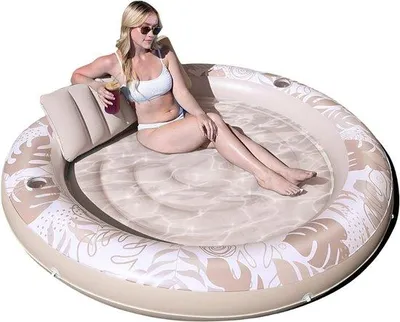 Produktbild von Luftbett – Schwimmbeckenmatratze mit Rückenlehne – Schwimmbecken-Liege für Erwachsene – Schwimmende Luftmatratze – Schwimmbecken-Luftmatratze mit Trinkbecherhalter