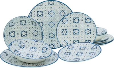 Produktbild von CreaTable, 17849, Yara Blau, Tellerset 12-tlg, Steingut
