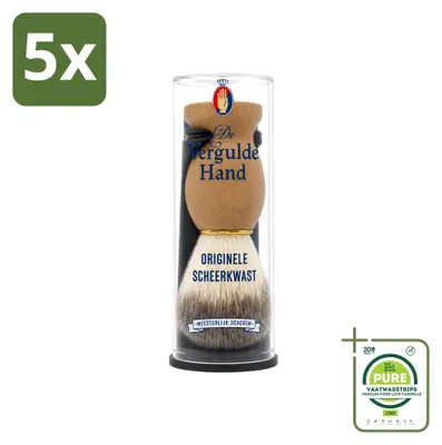 Productafbeelding van 5 x Scheerkwast "De Vergulde Hand" met houder - Grote verpakking - 5 stuks