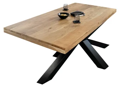 Produktbild von Esstisch Akazie Massiv naturfarben 280 x 100 cm gerade Kanten Spider-Gestell schwarz RIO