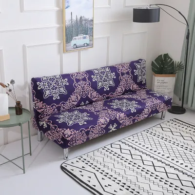 Produktbild von ele ELEOPTION Armloser Futonbezug Stretch Schlafsofa Schonbezug Protector - Vintage Muster