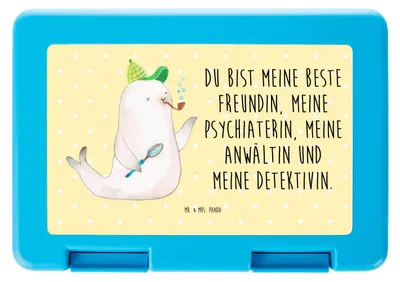 Produktbild von Mr. & Mrs. Panda Lunchbox Robbe Sherlock - Gelb Pastell - Geschenk, Bento Box, Brotzeitbox, Essensbox, Bentobox, Frischhaltedose, Lustige Sprüche
