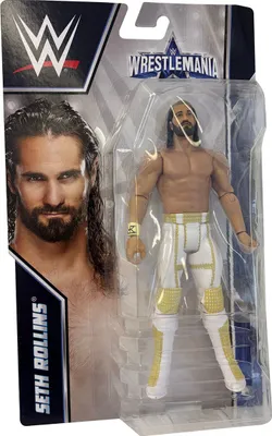 A WWE Seth Rollins action figure in its retail packaging.
