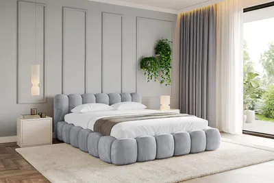 Produktbild von ALTDECOR Polsterbett mit Bettkasten SENA v1 - 140x200 Hellgrau - Bett ohne Matratze, Doppelbett mit Stauraum und Latternrost, Boxbett mit Kopfteil