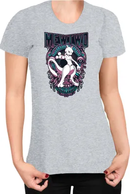 Zdjęcie produktu dla Koszulka Damska Japan Anime Manga Pokemon Mewtwo, Lady L / Wrzosowy szary