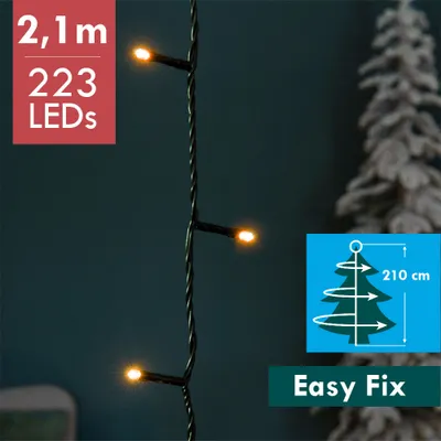 Produktbild von Einfach zu befestigende Weihnachtsbaumbeleuchtung mit 223 LED-Lichtern - Weihnachtsbaum bis zu 2,1m - Gold