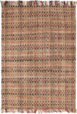 Produktbild von Handgefertigter Juteteppich mit geometrischem Muster QUADRAT