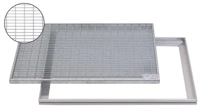 Produktbild von ACO 75x50cm Maschenrost MW 30/10 Gitterrost mit ALU Einbaurahmen Eingangsrost Schuhabstreifer