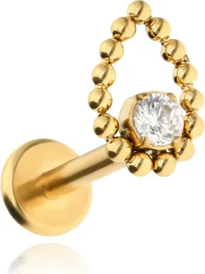 Produktbild von Titan Labret Ohrring Tropfen weiß Zirkonia gold Helix Lobe 1,2/6