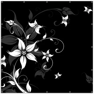 Produktbild von Wallario XXL Outdoor-Poster für Garten oder Balkon, Motiv Blumenranke in Schwarz-Weiß, in ca. 200 x 200 cm