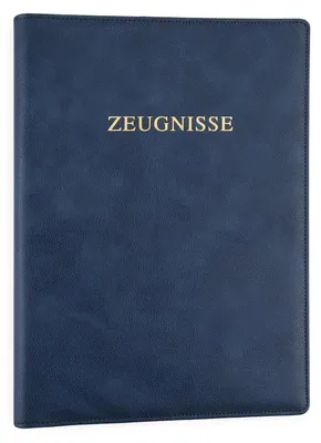 Produktbild von Zeugnismappe A4 mit 20 Klarsichthüllen, Kunstleder, Dunkelblau
