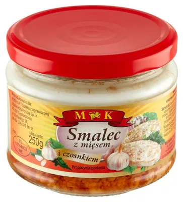 Zdjęcie produktu dla Smalec z mięsem i czosnkiem wieprzowy MK 250 g