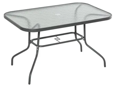 Immagine prodotto di Tavolo da Giardino 120x80x70 cm in Metallo e Vetro Temperato Grigio