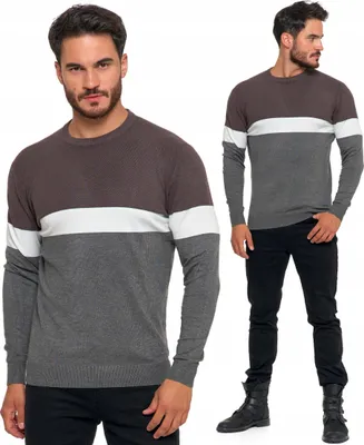 Immagine prodotto di Maglione da uomo - maglione elegante, taglia S - maglione a righe, colorato - scollo rotondo