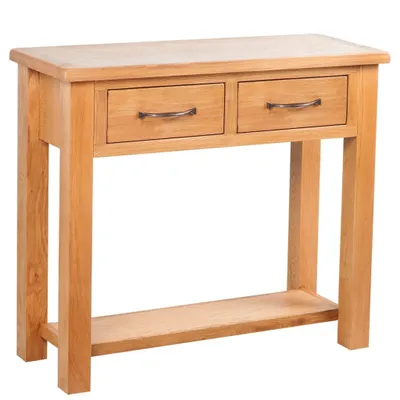 Produktbild von Konsolentisch mit 2 Schubladen 83x30x73 cm Massivholz Eiche