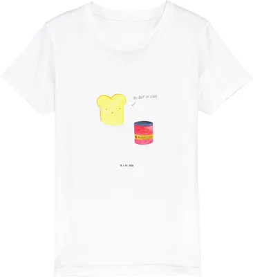 Produktbild von Mr. & Mrs. Panda Organic Kinder T-Shirt Toast Marmelade 9-11 Jahre (134/146) - Weiß - Geschenk, Shirts für, Toastbrot, Baumwoll, Brot, Kleinkinder, Dreamteam, Süß, Bio