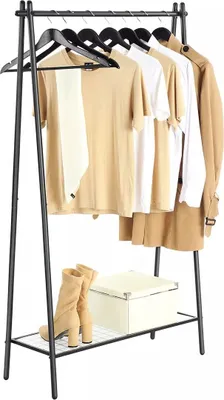 Productafbeelding van And OutdoorMatch kledingrek, naturel - 92,5 x 33,5 x 153 cm - metaal - garderobe-organizer - zwart - slaapkamer