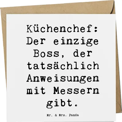 Produktbild von Mr. & Mrs. Panda Grußkarte Spruch Koch Anleitung - Weiß - Geschenk, Glückwunschkarte, Künstler, Aromen, Planung, Klappkarte, Küchenchef witzig, faltkarte, Beruf