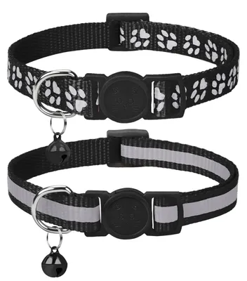 Zdjęcie produktu dla Obroża dla kota - Odblaskowa - Regulowana 15-20 cm - Czarna - 2 szt.