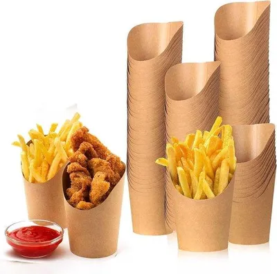 Produktbild von Papierbecher für Popcorn, Fritten und Knabbergebäck, 350 ml, 50 Stück.