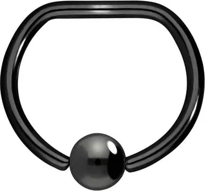 Produktbild von Intim-Piercing, Septum Piercing Chirurgenstahl Klemmkugelring D-FORM  Schwarz Innendurchmesser: 14 mm