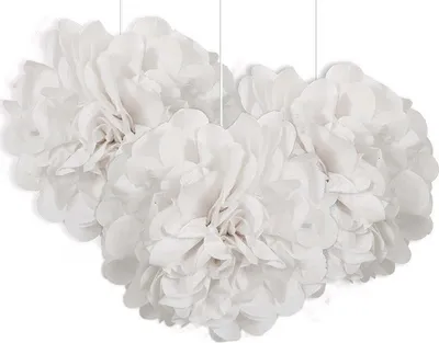 Produktbild von Unique Party 64221, Dekorativer Pom-Pom, Papier, Weiß, Einfarbig, 22,8 cm, 3 Stück(e)