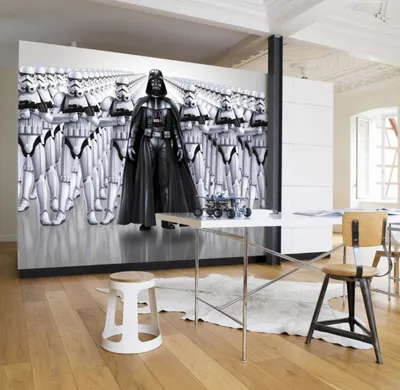Zdjęcie produktu dla Fototapeta Komar "Star Wars Imperial Force", czarno-biała, Darth Vader, Szturmowcy, 368 x 254 cm