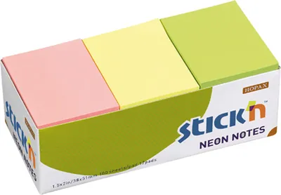 Obrázek produktu pro Samolepicí bločky Hopax barevné - 38 x 51 mm / 12 x 100 lístků / neonové barvy