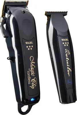 Two black Wahl hair clippers are displayed against a white background.