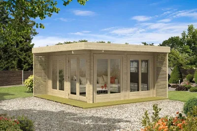 Produktbild von Alpholz Gardenlounge Viva A Gartenhaus aus Holz in Naturbelassen mit Wandstärke: 44 mm und Schleppdach