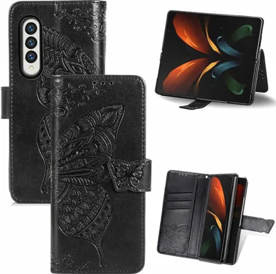 Zdjęcie produktu dla Pokrowiec König Design kompatybilny z Samsung Galaxy Z Fold3 5G z syntetycznej skóry - Etui na telefon komórkowy czarne