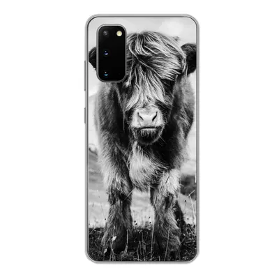 Produktbild von MuchoWow® Handyhülle Schutzhülle Hülle für Samsung Galaxy S20 Schottischer Highlander - Berg - Schwarz - Weiß Silikon Softcase Handy Hülle - Bild