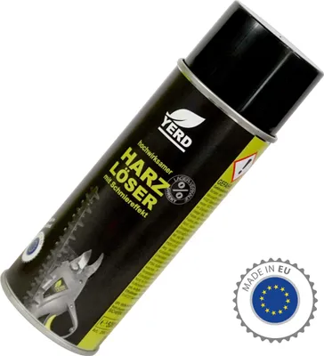 A spray can of YERD Harzlöser with a "Made in EU" badge.