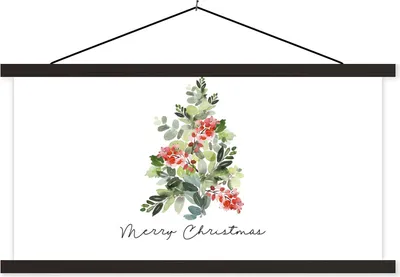 Produktbild von MuchoWow® Textilposter Weihnachten - Zitat - Weihnachtsbaum 60x30 cm mit schwarzem Rahmen - Textilien