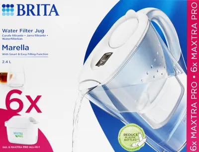 Produktbild von Brita Marella Cool Wasserfilter 2,4 L weiß inkl. 6x Maxtra PRO ALL-IN-ONE Filterkartusche