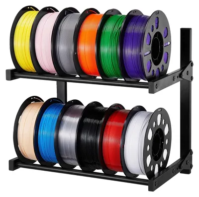 Obrázek produktu pro Stojan na filamenty VEVOR se 2 úrovněmi pro montáž na stěnu, 445 x 290 x 425 mm, držák na cívky filamentu na kolečkách, organizér příslušenství pro 3D tiskárnu, studio, kancelář, dílna, černý