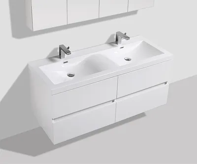 Produktbild von Doppelwaschtisch + Unterschrank 144cm montiert weiß lackiert SIENA